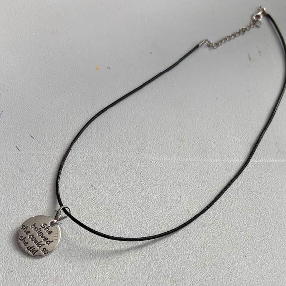 Hand Crafted She Believed Silver Inspirational Necklace - Picture 3 of 4